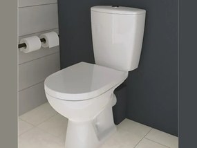 Set vas WC stativ Cersanit, Arteco New, Rimless cu rezervor si capac Soft-Close si Easy Off inclus