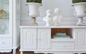 Cabinet TV lemn masiv alb Elizabeth, 180 × 58 × 62 cm