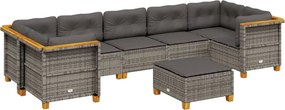 vidaXL Set canapele de grădină cu perne, 8 piese, gri, poliratan