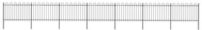 Gard de gradina cu varf curbat, negru, 11,9 x 1,2 m, otel 1, 1.2 m, 11.9 m