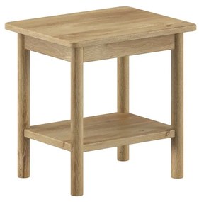 Pat dublu OLIVE, 180 x 200 cm, cu tăblie rotunjită din rattan și aspect lemn de stejar, design modern, fără somieră inclusă, cu noptieră cu două