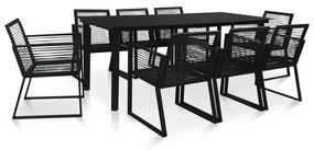Set mobilier de exterior, 9 piese, negru, ratan PVC 9