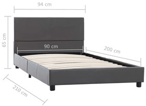 Cadru de pat, gri, 90x200 cm, piele ecologica Gri, 90 x 200 cm
