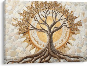 Tablou – Arborele vieții auriu în mozaic (70x50 cm)