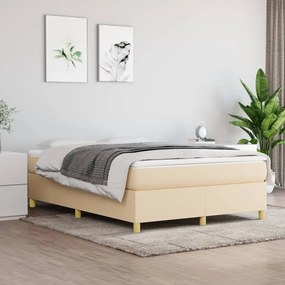 vidaXL Pat box spring cu saltea, crem, 140x200 cm, textil