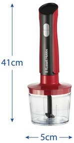 Blender 3 în 1 Russel Hobbs Desire 27140-56, 500W, 600+500 ml, 2 viteze + puls, Otel inoxidabil, Fara BPA, Rosu