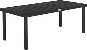 Outsunny Masă de Grădină cu Blat Textură Lemn 190x90 cm pentru 8 Persoane, Masă de Dining de Exterior Dreptunghiulară din Aluminiu și Plastic, pentru Terasă, Balcon, Negru | Aosom Romania
