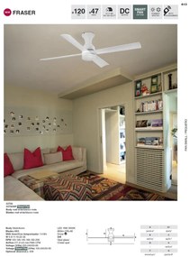 Lustra LED cu Ventilator si telecomanda design modern FRASER alba