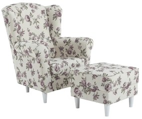 Fotoliu cu taburet, material textil rose 18, ASTRID