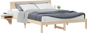 vidaXL Cadru de pat cu headboard Maro 150 x 200 cm Lemn de pin masiv