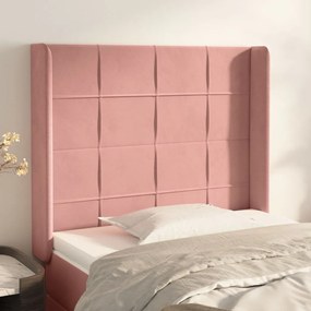 3119615 vidaXL Tăblie de pat cu aripioare, roz, 83x16x118/128 cm, catifea