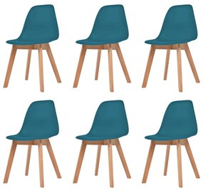 244782 vidaXL Scaune de bucătărie, 6 buc., turcoaz, plastic