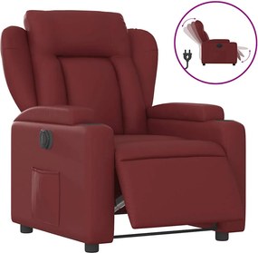 vidaXL Fotoliu rabatabil electric, roșu vin, piele ecologică