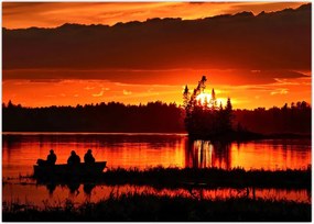 Tablou - Pescari pe lac (70x50 cm)