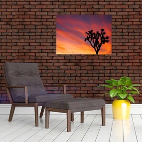 Tablou apus de soare deasupra siluetei unui copac (70x50 cm)