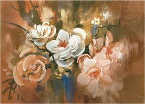 Tablou pe sticlă - Buchet de flori pictat (70x50 cm)