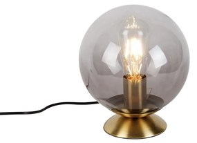 Lampă de masă Art Deco din alamă cu sticlă fumurie - Pallon