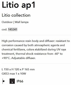 Aplica exterior directionabila IP66 Litio ap1 NERO