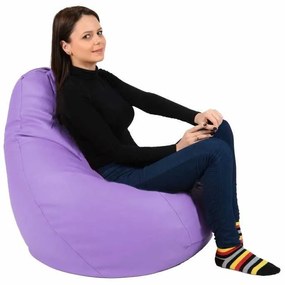 Fotoliu Nirvana Hobbit Pufrelax, Material Piele ecologica - Violet