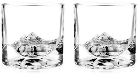 Set pahare pentru whisky LIITON L60400 Denali, Cristal, 230 ml, 2 buc, Fund 3D cu varf Denali, Transparent