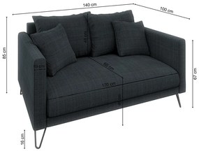 Canapea gri închis cu tapițerie din chenille 140 cm Freya – Ropez