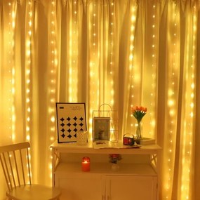 Perdea LED RGB dimabilă de Crăciun WIZARD 300xLED/USB 3x3m + telecomandă