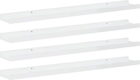 vidaXL Rafturi de perete, 4 buc., alb extralucios, 80x9x3 cm