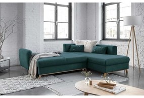 Colțar extensibil cu șezlong pe partea dreaptă Miuform Scandic Lagom L, turcoaz