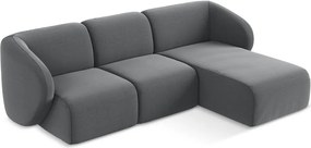 Colțar gri cu tapițerie din catifea (cu colț pe partea dreaptă/cu șezlong) Lani – Makamii