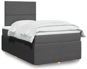 vidaXL Pat box spring cu saltea, gri închis, 120x200 cm, textil