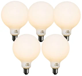 Set 5 becuri Bec LED E27 reglabil opalin G125 5W 450lm 2200K