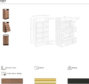 Comoda inalta design LUX cu sertare Walnut Veneer