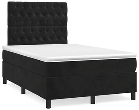 vidaXL Pat box spring cu saltea, negru, 120x190 cm, catifea