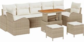 vidaXL Set de canapele pentru grădină cu pernă 10 pcs Bej și crem