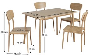 Set de sufragerie 1+4, stejar natural, LAMIR