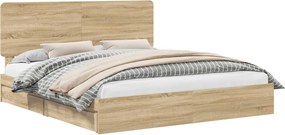 vidaXL Pat cu storage Stejar Sonoma 180 x 200 cm Lemn compozit