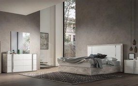 Comodă lemn masiv dublă Concrete, 150 × 48 × 82 cm