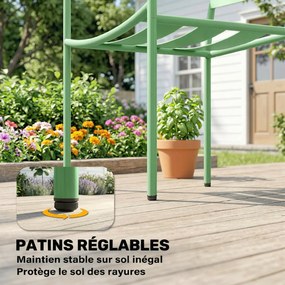 Outsunny Set bistro de grădină 3 piese - masă cu blat din sticlă securizată și 2 scaune cu șipci, cadru din oțel galvanizat, verde | Aosom Romania