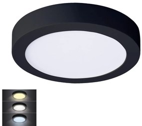Plafonieră LED/12W/230V 3000/4000/6000K negru rotund Solight WD172-B