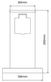Stâlp de prize de exterior 1Z 230V IP44 20 cm negru