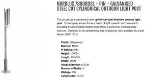 Stalp pentru iluminat exterior, H 100cm IP44 PIN 78808031