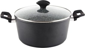 Oala cu capac sticla Zilan ZLN3338, Diametru 28 cm, Inaltime 13 cm, Material aluminiu, Interior granit, Compatibil inductie