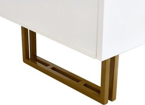 Comodă modernă cu 6 sertare, mânere tip evantai și picioare din oțel, mult spațiu de depozitare, 120x40x75 cm, Alb