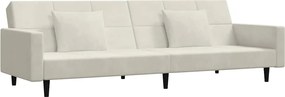 vidaXL Canapea extensibilă cu 2 locuri, 2 perne, crem, catifea