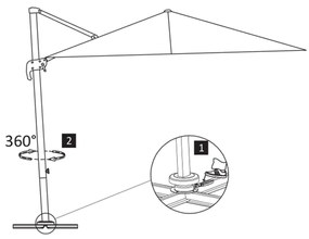 Umbrela suspendata cu stalp din aluminiu, antracit, 400x300 cm Antracit, 400 x 300 cm