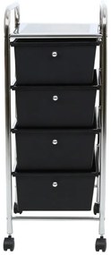 Etajeră pe roți din plastic negru-argintiu 33x79 cm – Premier Housewares
