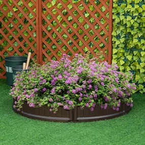 Outsunny Pat de gradina inaltat rotund din plastic HDPE, jardiniera de exterior pentru plante, flori si legume, Φ123x21cm, maro