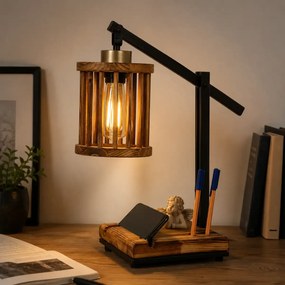 Lampa de birou stil industrial lemn-metal,Homs,seria lx,40051