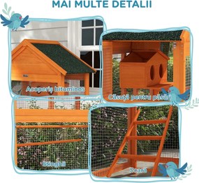 PawHut Volieră pentru Păsări cu 3 Uși, Cușcă, Scară și Tavă, din Lemn și Metal, 92x52x171 cm, Portocaliu și Negru | Aosom Romania