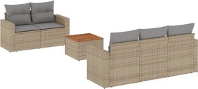 vidaXL Set canapele de grădină, 6 piese, cu perne, bej, poliratan